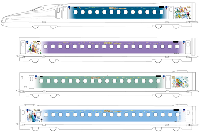 도카이도 신칸센의 특별 편성 「Wonderful Dreams Shinkansen」의 디자인 이미지 (JR 도카이 제공) (C) Disney